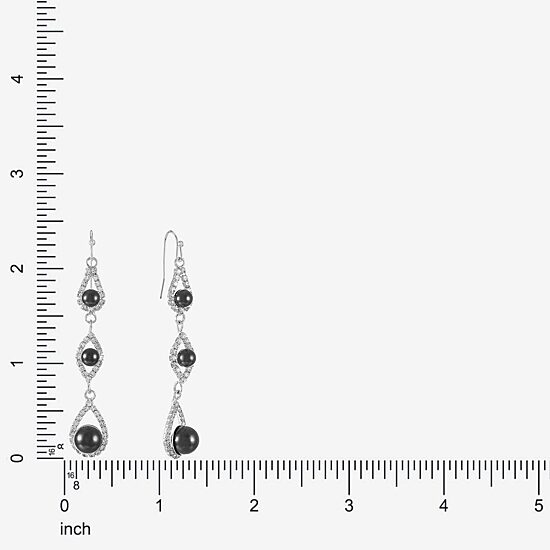 Monet Jewelry Womens Glass Simulated Pearl Round Drop Earrings