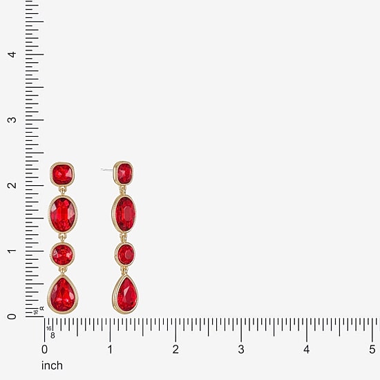Monet Jewelry Womens Red Glass Oval Square Hypoallergenic Drop Earrings