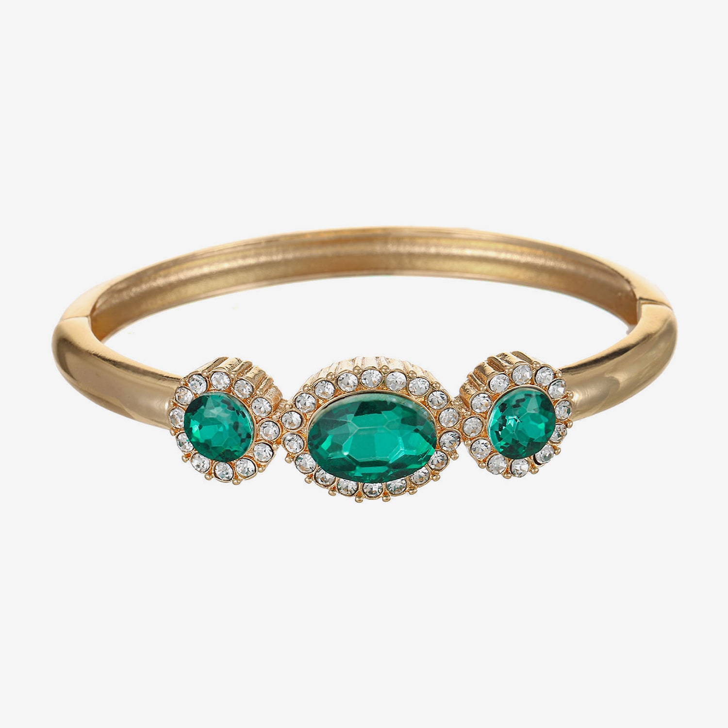 Monet Jewelry Womens Green Glass Oval Bangle Bracelet