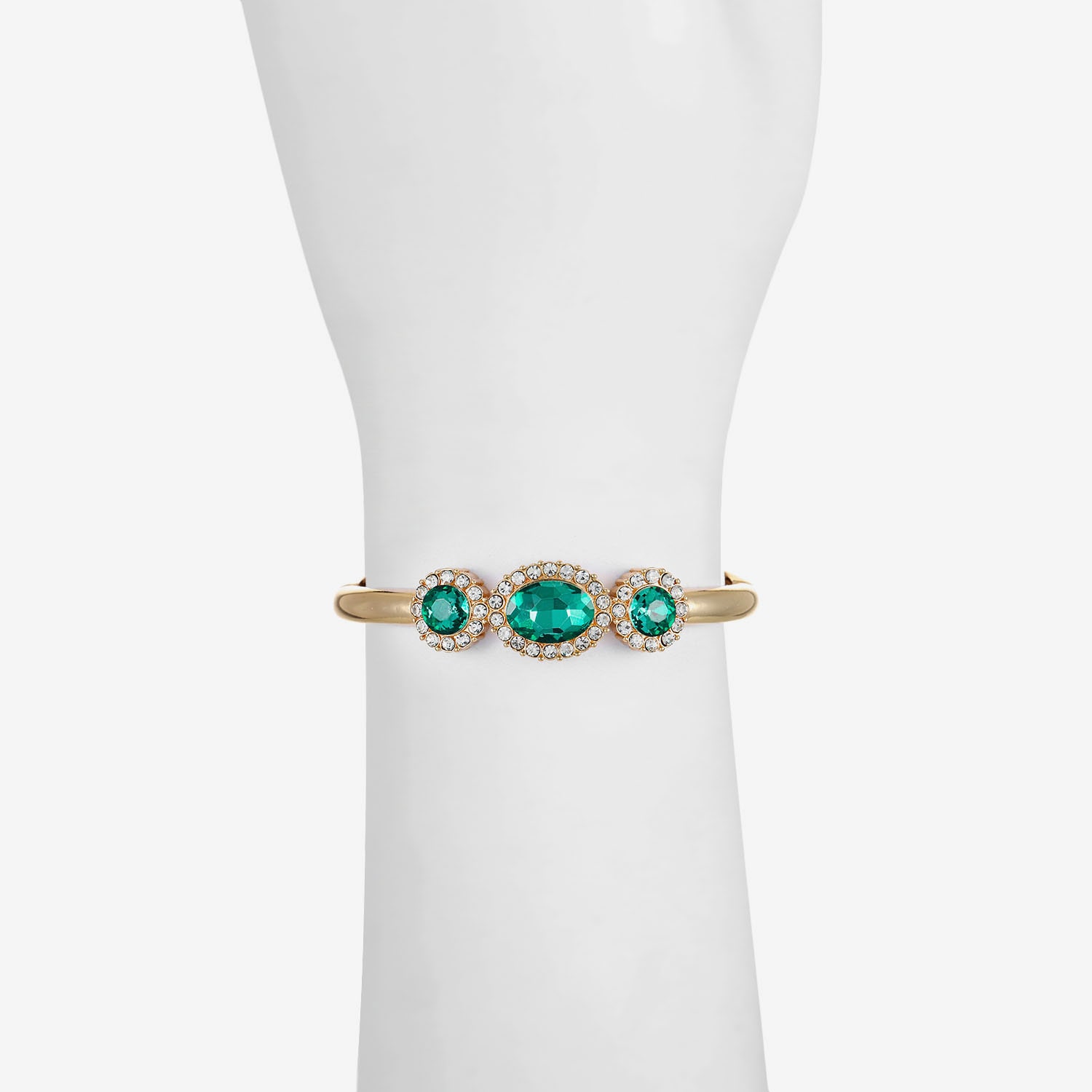 Monet Jewelry Womens Green Glass Oval Bangle Bracelet