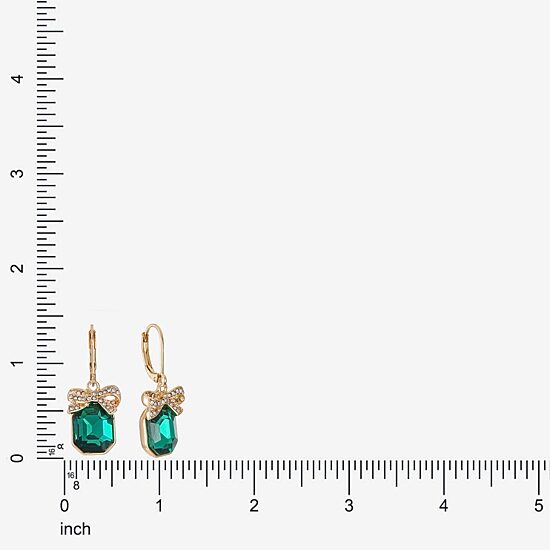 Monet Jewelry Womens Green Glass Drop Earrings