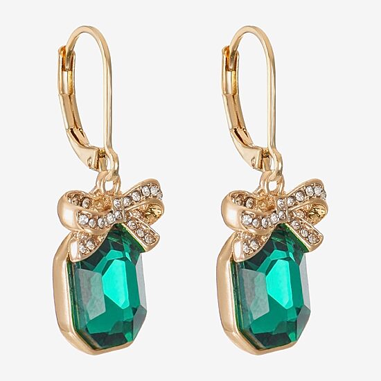 Monet Jewelry Womens Green Glass Drop Earrings