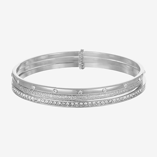 Liz Claiborne Womens Glass Bangle Bracelet In Silver