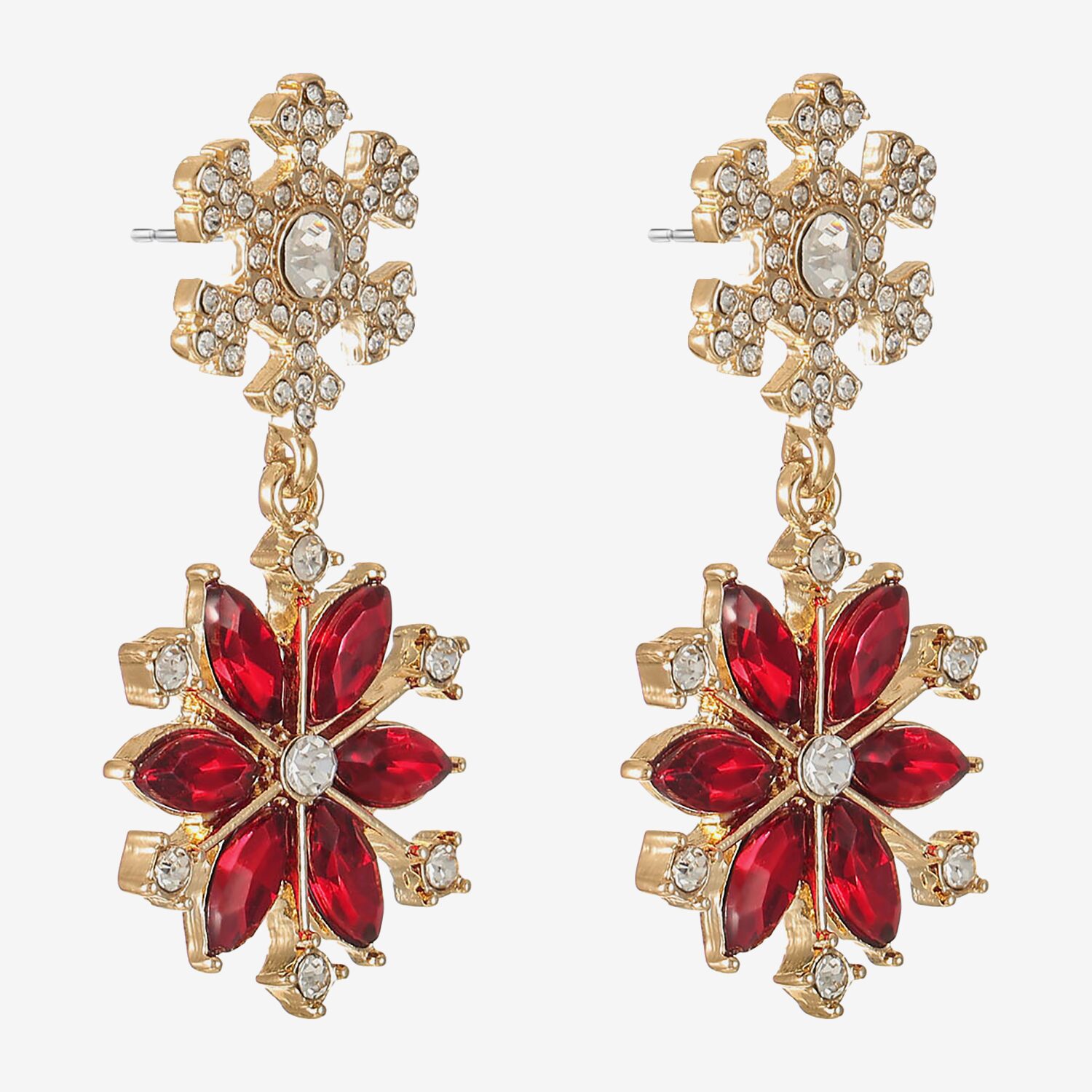 Monet Jewelry Womens Red Glass Marquise Hypoallergenic Drop Earrings