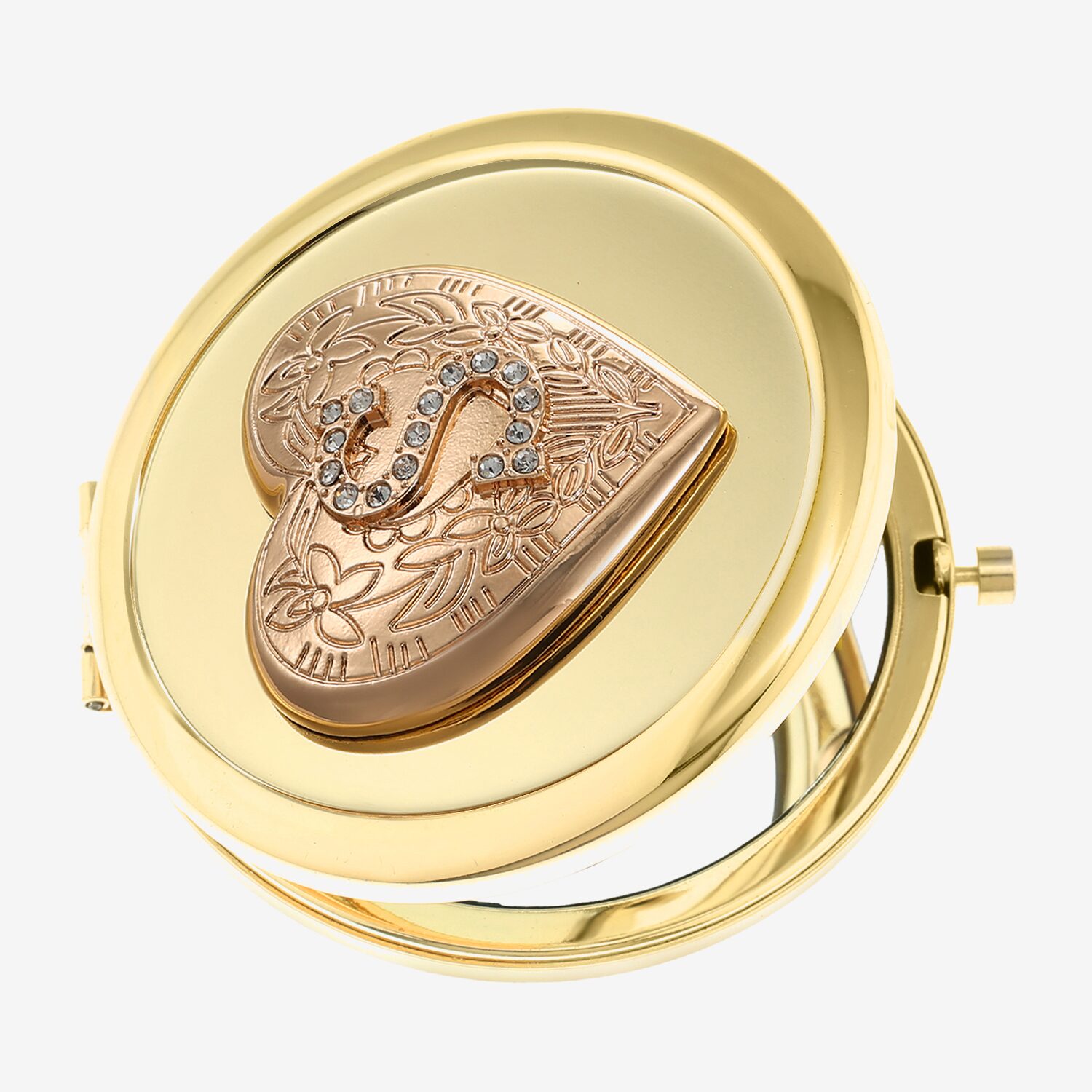 Monet Jewelry Gold Tone Heart Compact Mirror