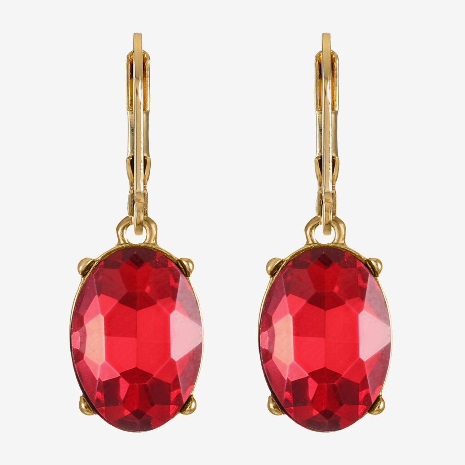 Monet Jewelry Womens Red Glass Oval Drop Earrings