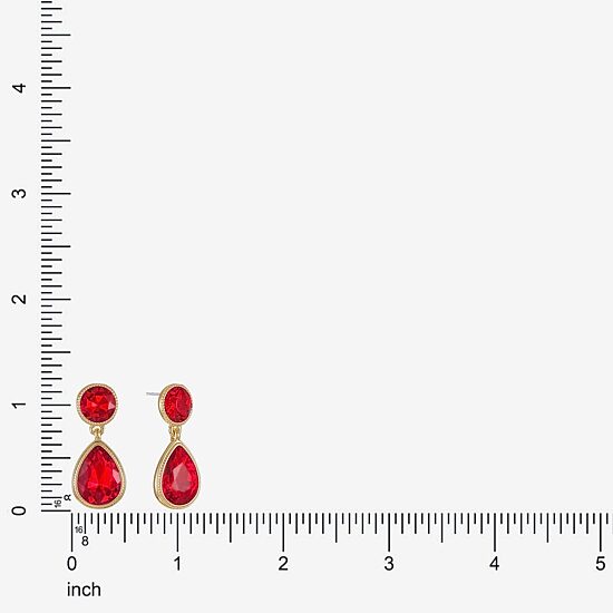 Monet Jewelry Womens Red Glass Round Hypoallergenic Drop Earrings