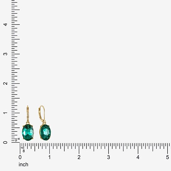Monet Jewelry Womens Green Glass Oval Drop Earrings