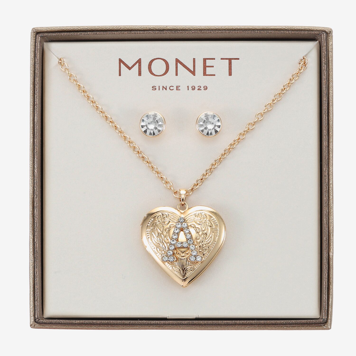 Monet Jewelry Womens Glass Heart 2-pc. Jewelry Set