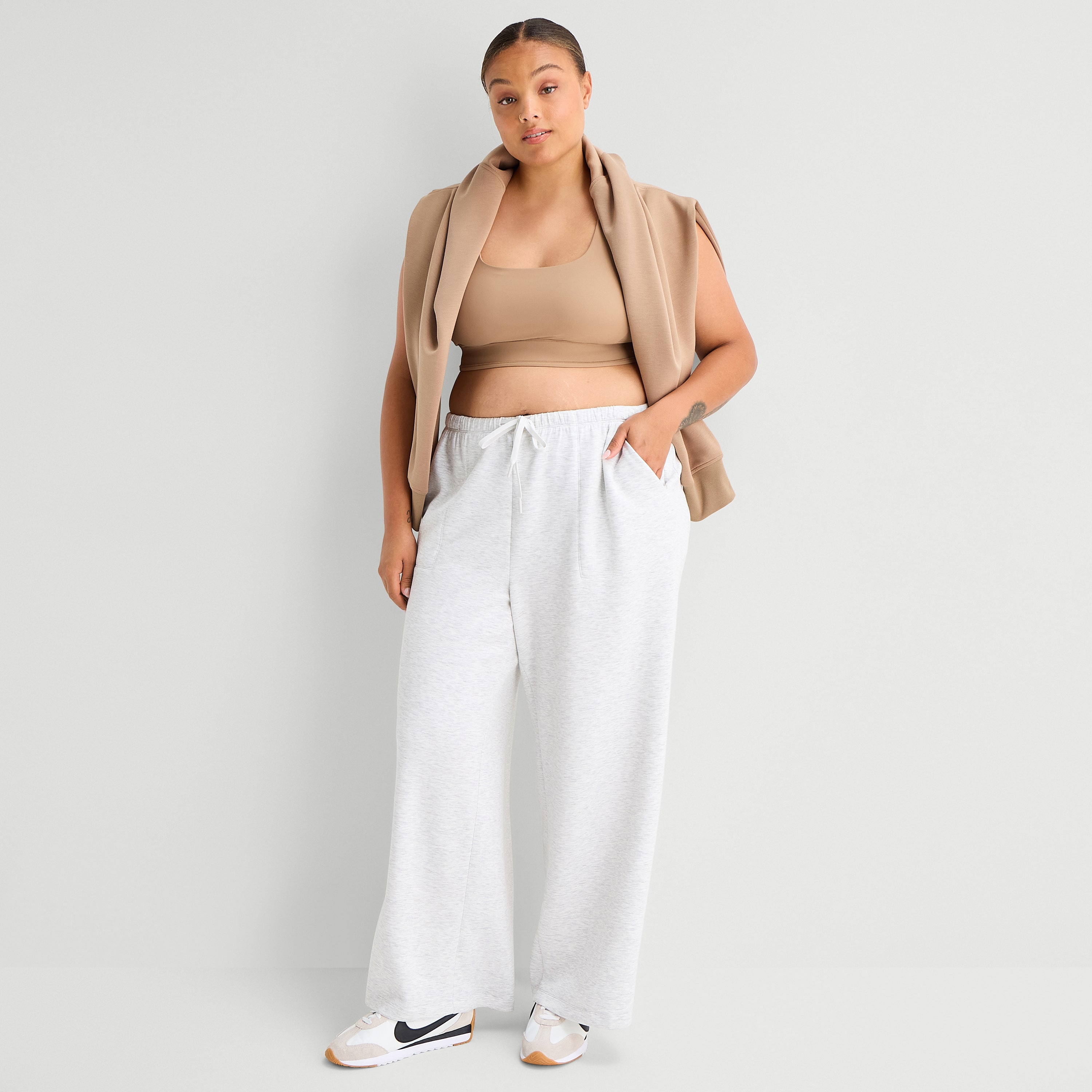 Xersion Scubaluxe Womens Drawstring Waist Wide Leg Mid Rise Regular Fit Plus Sweatpant