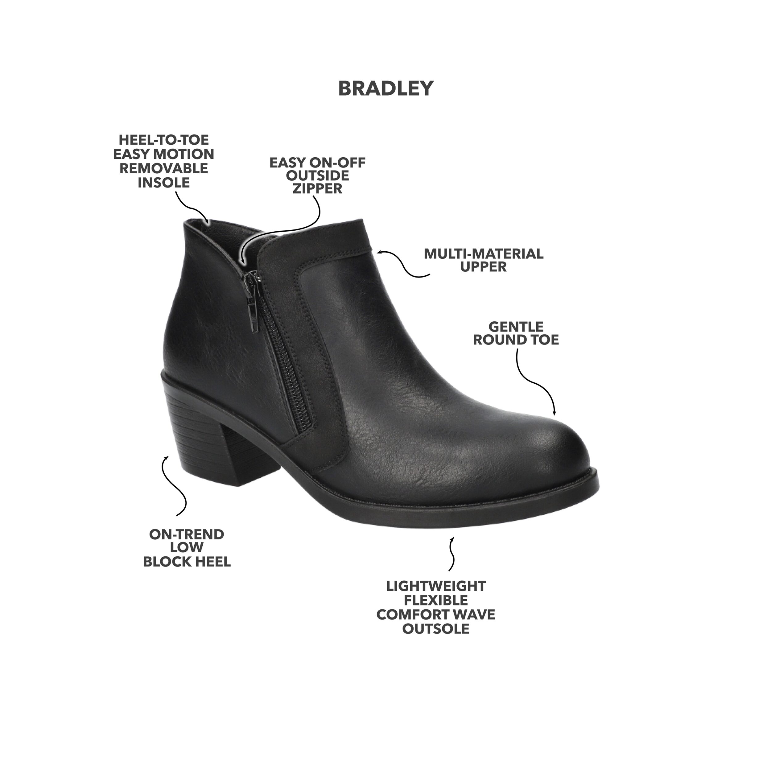 Easy Street Womens Bradley Block Heel Booties
