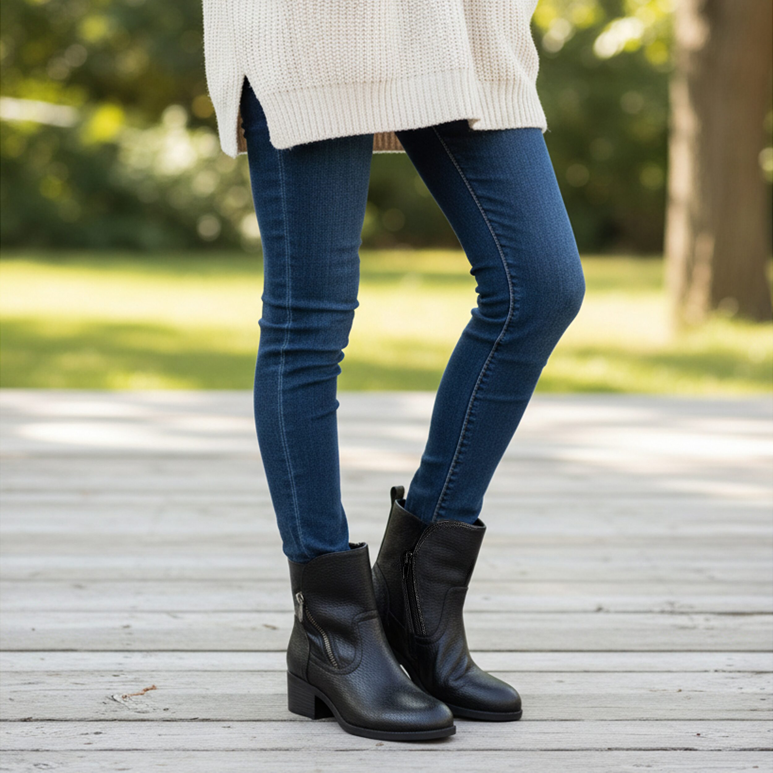 Easy Street Womens Rocky Block Heel Booties