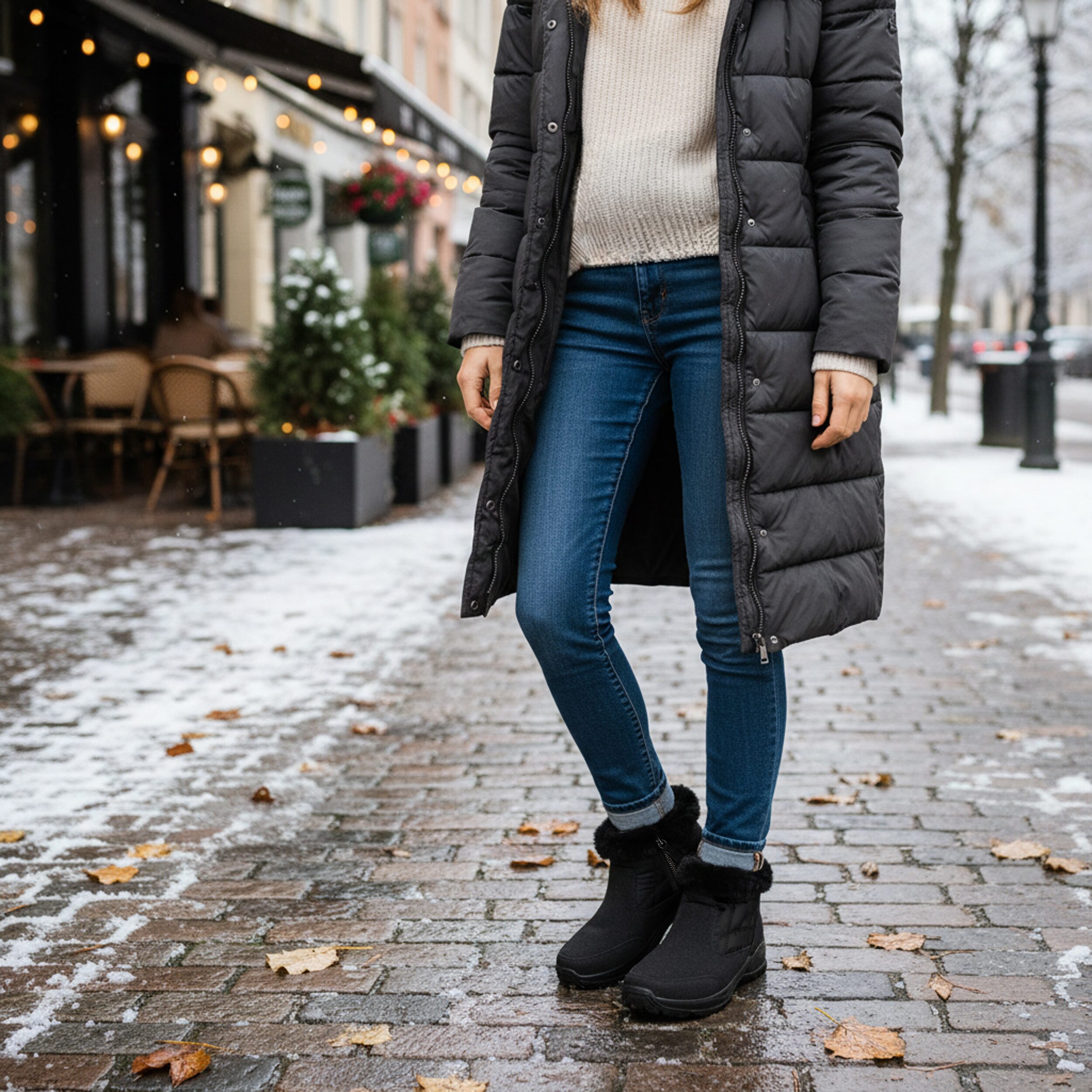 Easy Street Womens Sleet Flat Heel Snow Boots