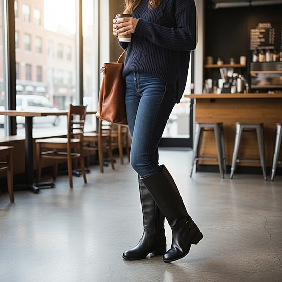 Easy Street Womens Hartley Block Heel Riding Boots