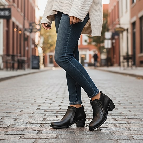 Easy Street Womens Bradley Stacked Heel Booties