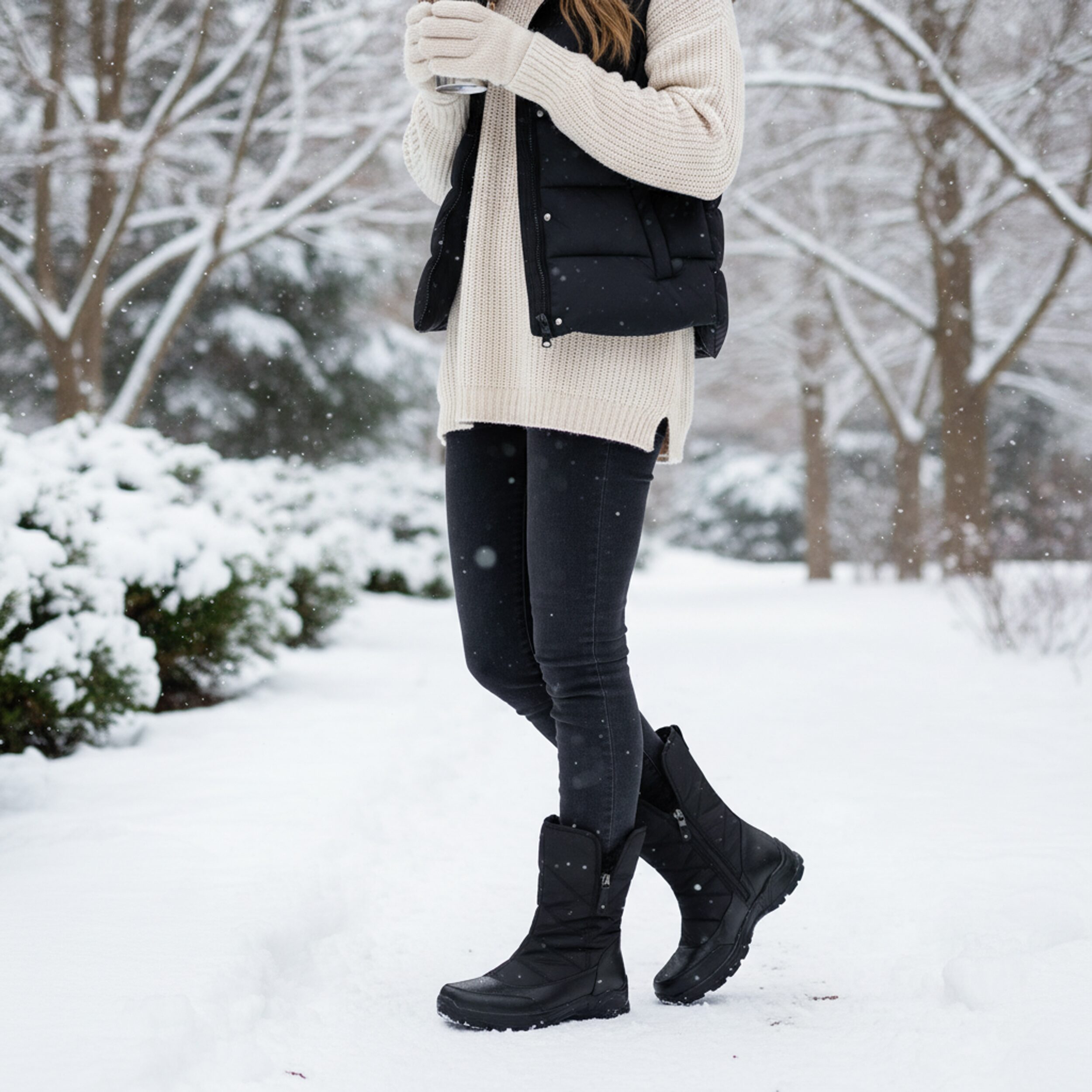Easy Street Womens Snowfall Flat Heel Snow Boots