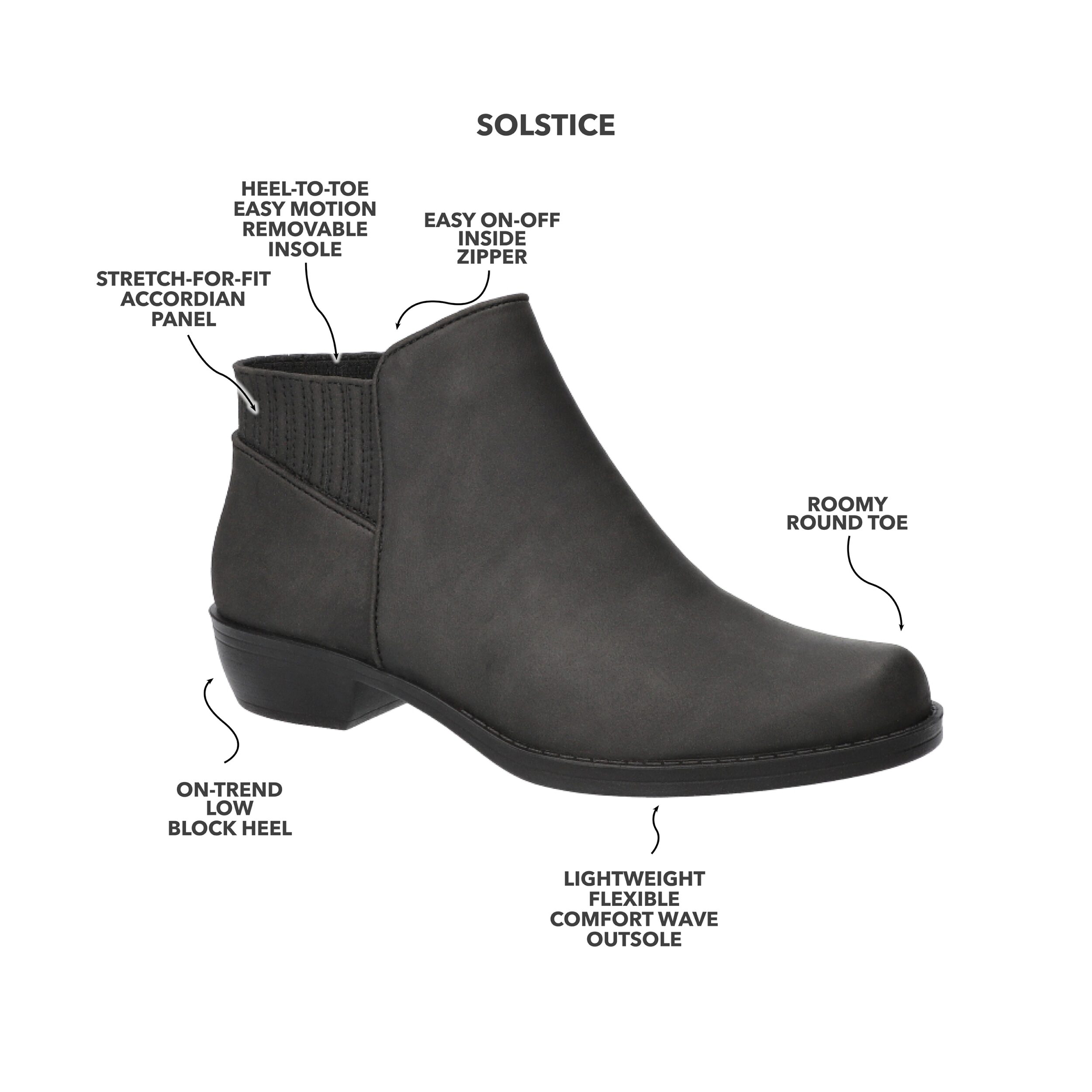 Easy Street Womens Solstice Block Heel Booties