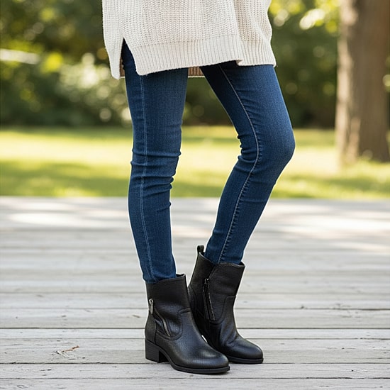 Easy Street Womens Rocky Stacked Heel Booties