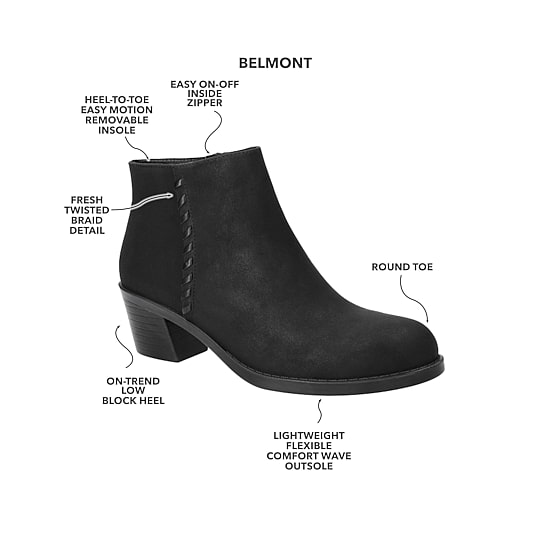 Easy Street Womens Belmont Stacked Heel Booties