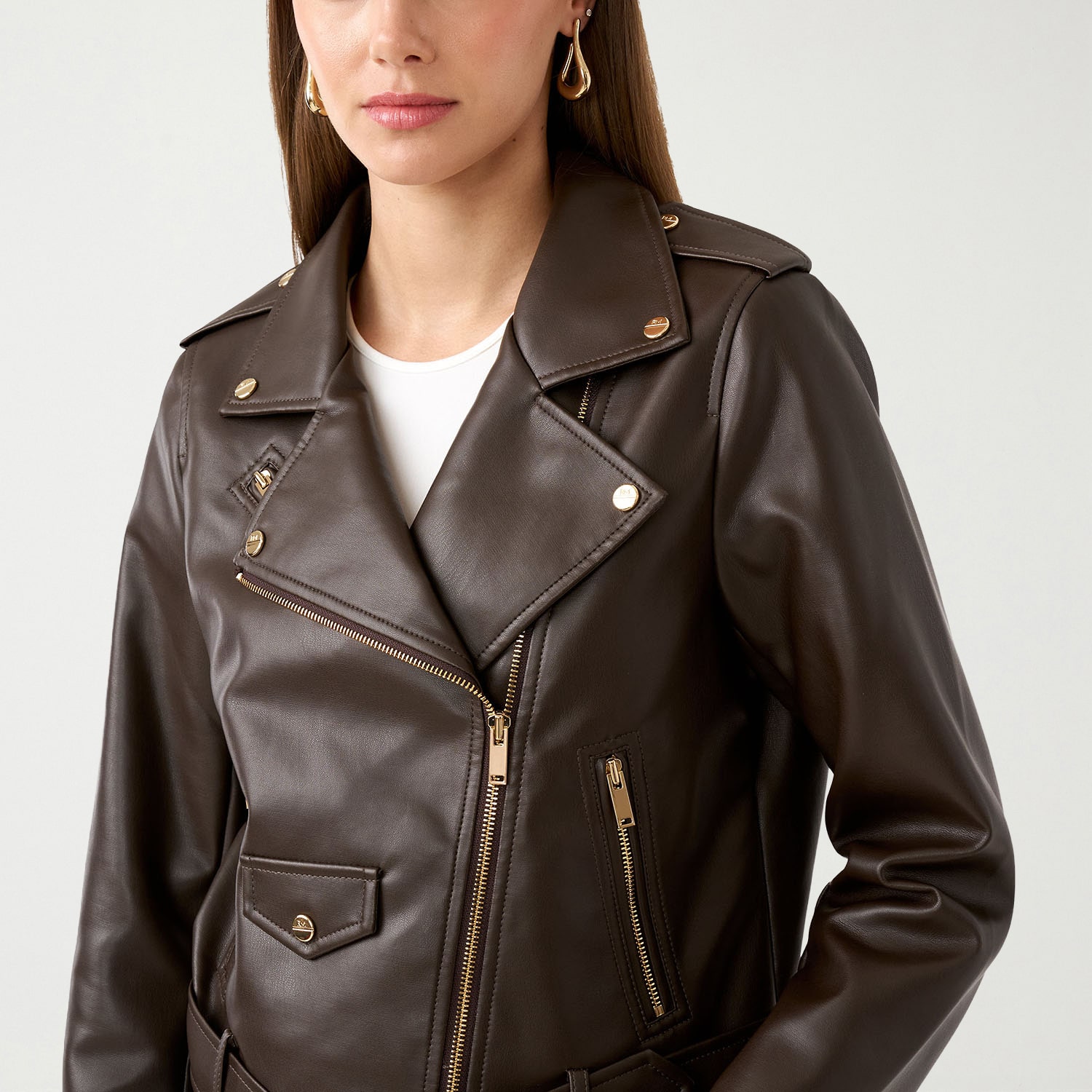 RM Rebecca Minkoff Womens Faux Leather Midweight Motorcycle Jacket