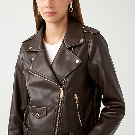 RM Rebecca Minkoff Womens Faux Leather Midweight Motorcycle Jacket