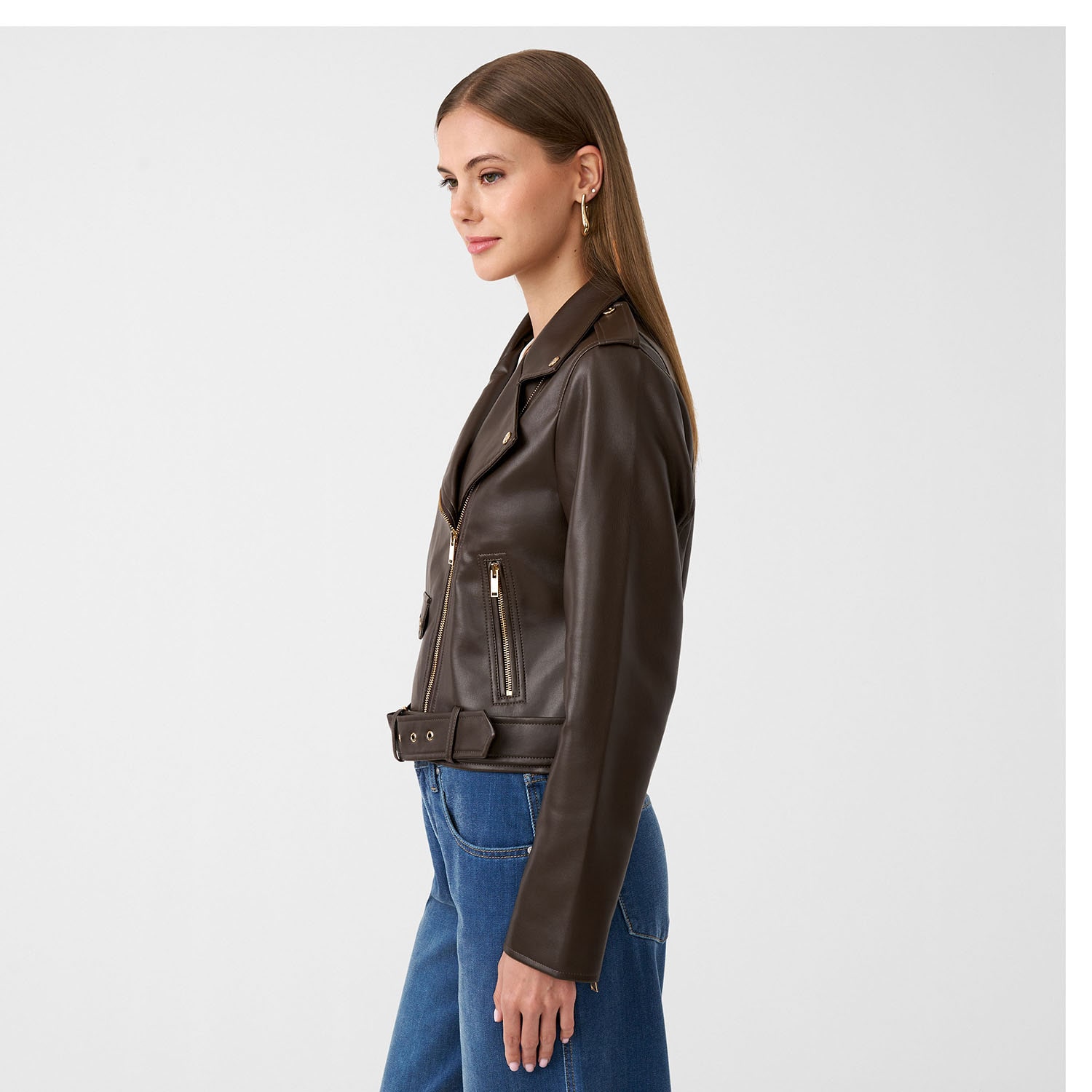 RM Rebecca Minkoff Womens Faux Leather Midweight Motorcycle Jacket
