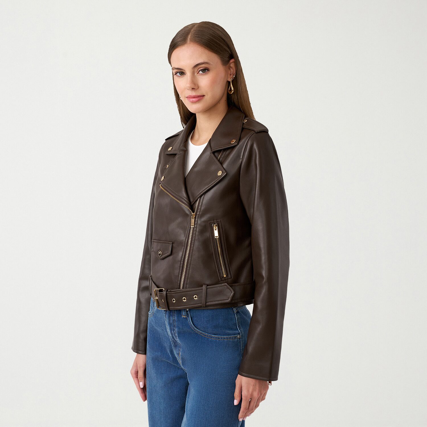RM Rebecca Minkoff Womens Faux Leather Midweight Motorcycle Jacket