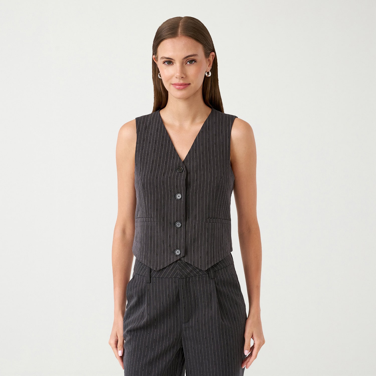 RM Rebecca Minkoff Womens V Neck Sleeveless Embellished Vest