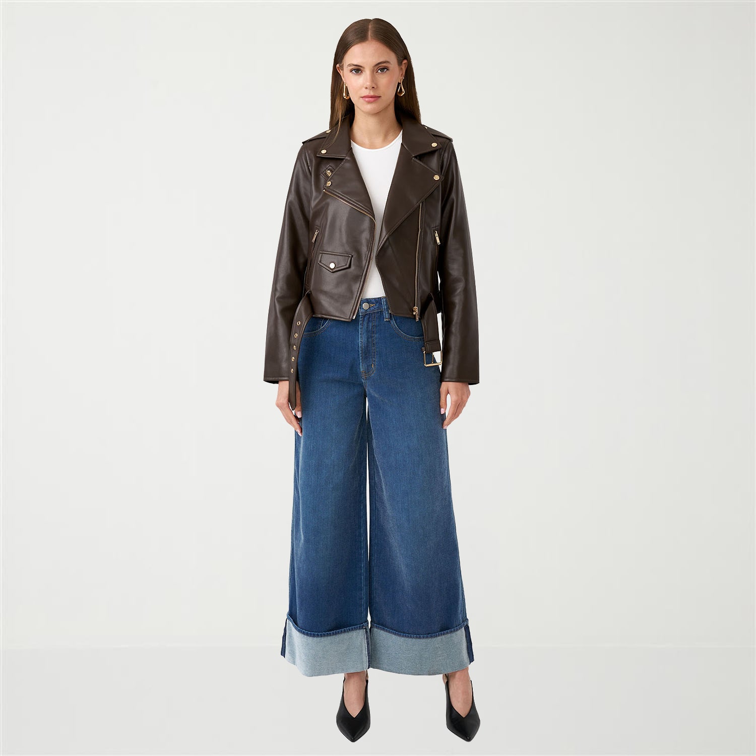 RM Rebecca Minkoff Womens Faux Leather Midweight Motorcycle Jacket