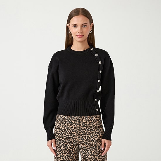 RM Rebecca Minkoff Womens Crew Neck Long Sleeve Pullover Sweater