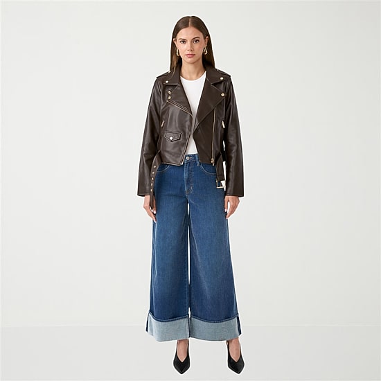 RM Rebecca Minkoff Womens High Rise Wide Leg Jean