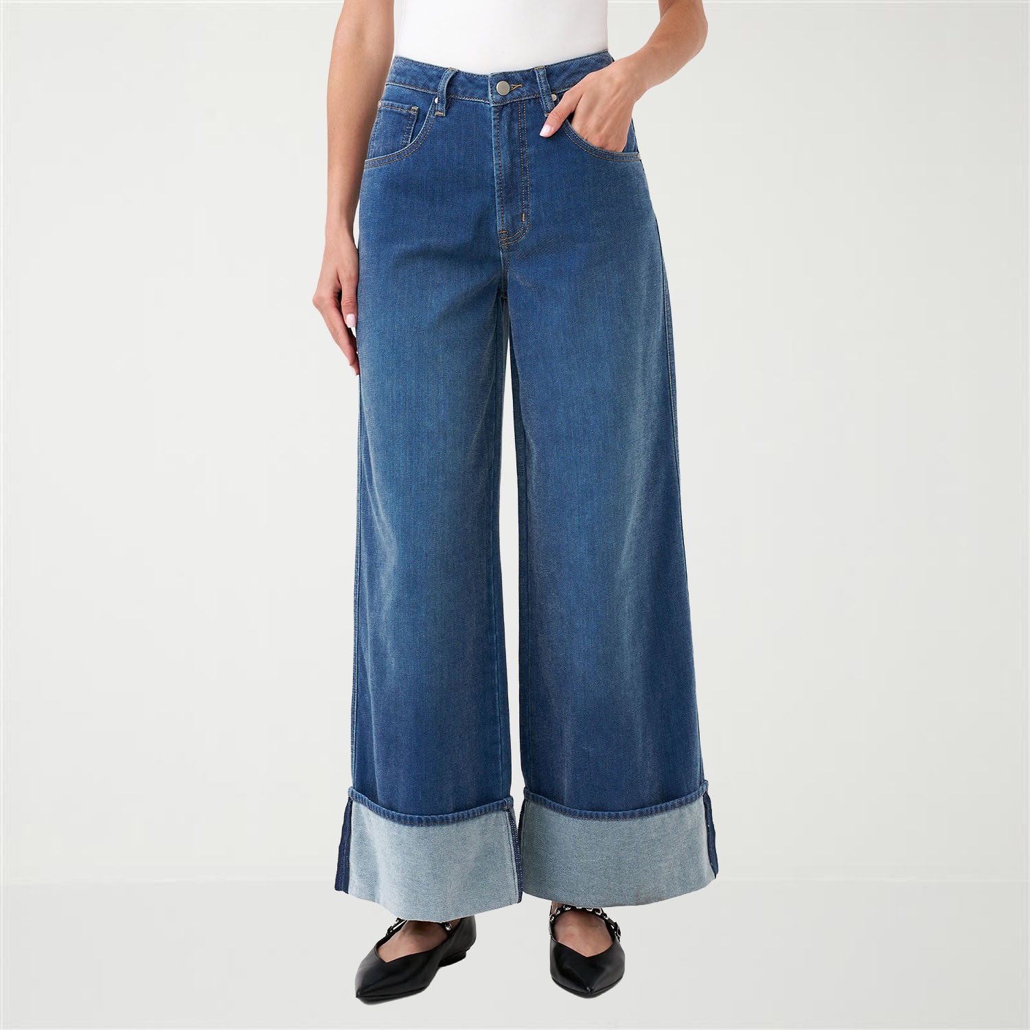 RM Rebecca Minkoff Womens High Rise Wide Leg Jean