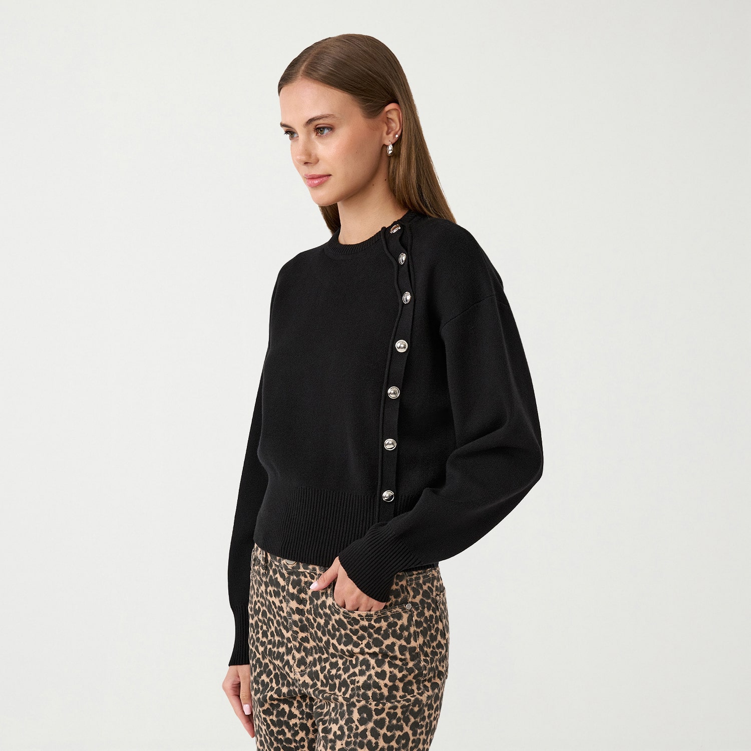 RM Rebecca Minkoff Womens Crew Neck Long Sleeve Pullover Sweater