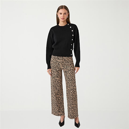 RM Rebecca Minkoff Womens Crew Neck Long Sleeve Pullover Sweater