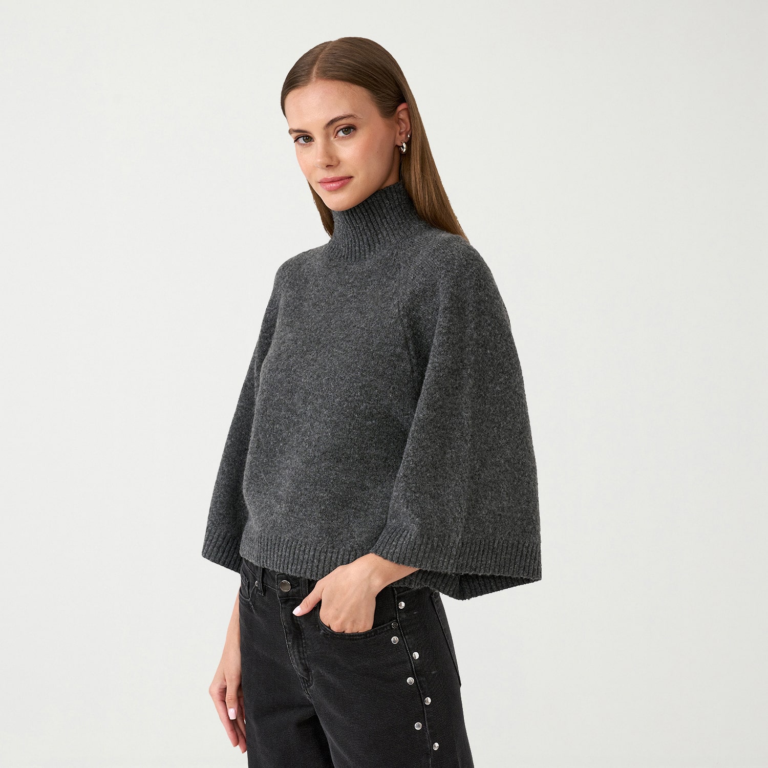 RM Rebecca Minkoff Womens Turtleneck Long Sleeve Pullover Sweater