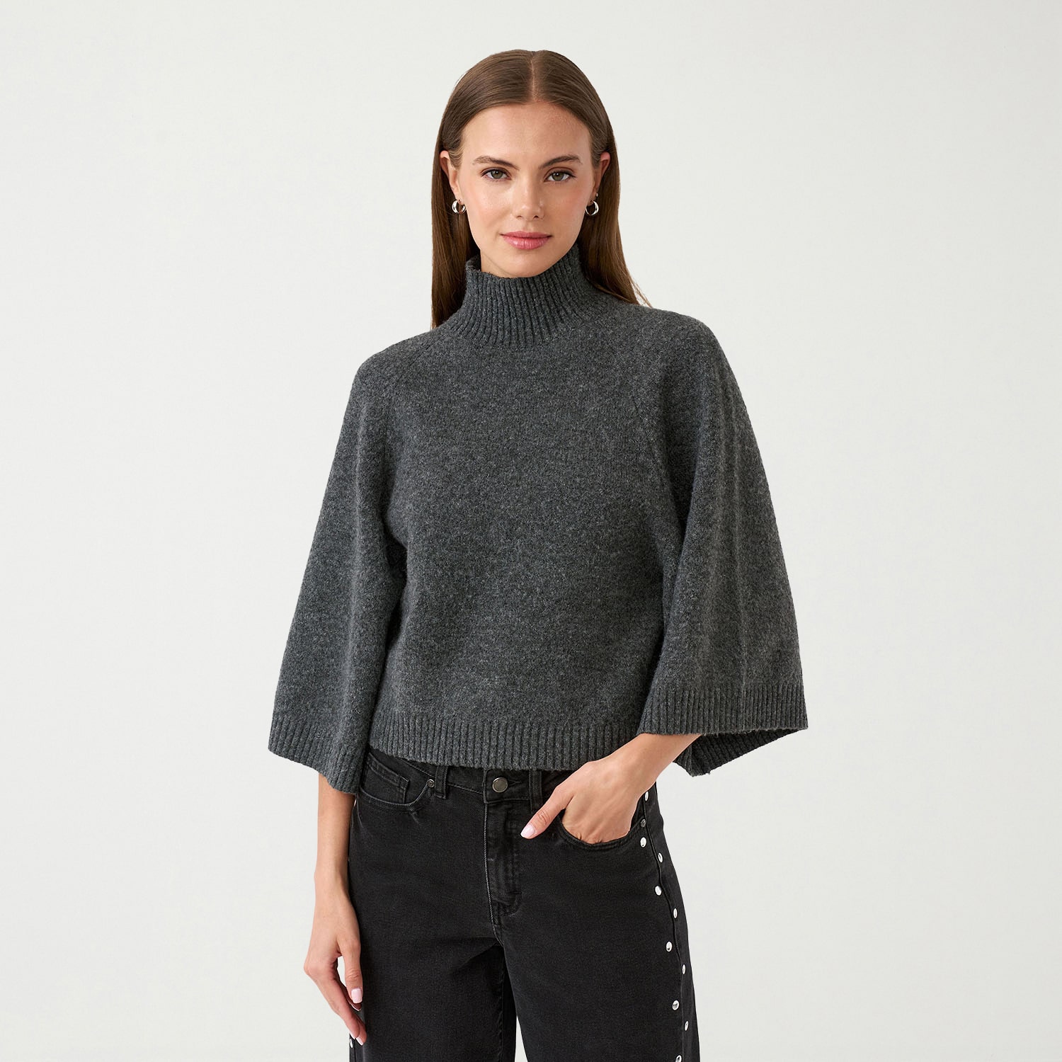 RM Rebecca Minkoff Womens Turtleneck Long Sleeve Pullover Sweater