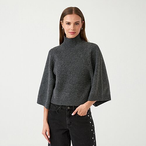Rm Rebecca Minkoff Womens Turtleneck Long Sleeve Pullover Sweater In Gray