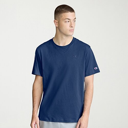 Champion Mens Round Neck Short Sleeve T-Shirt, Small, Blue