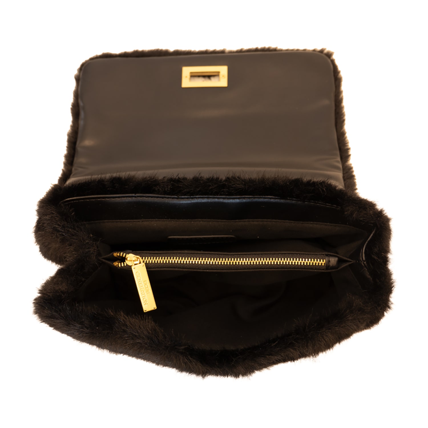 BCBGeneration Flap Chain With Faux Fur Shoulder Bag