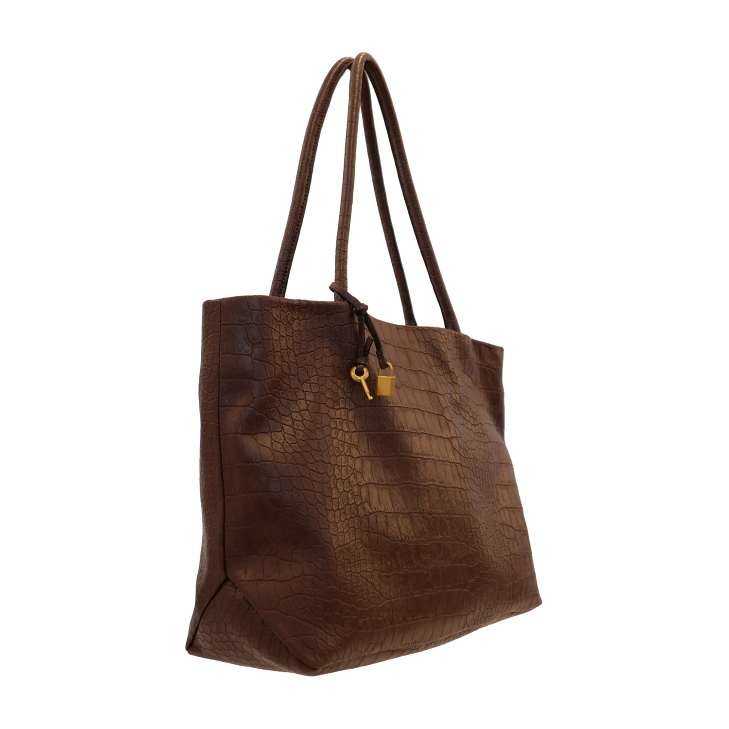 BCBGeneration Chocolate Croc With Gold Hardware Tote Bag