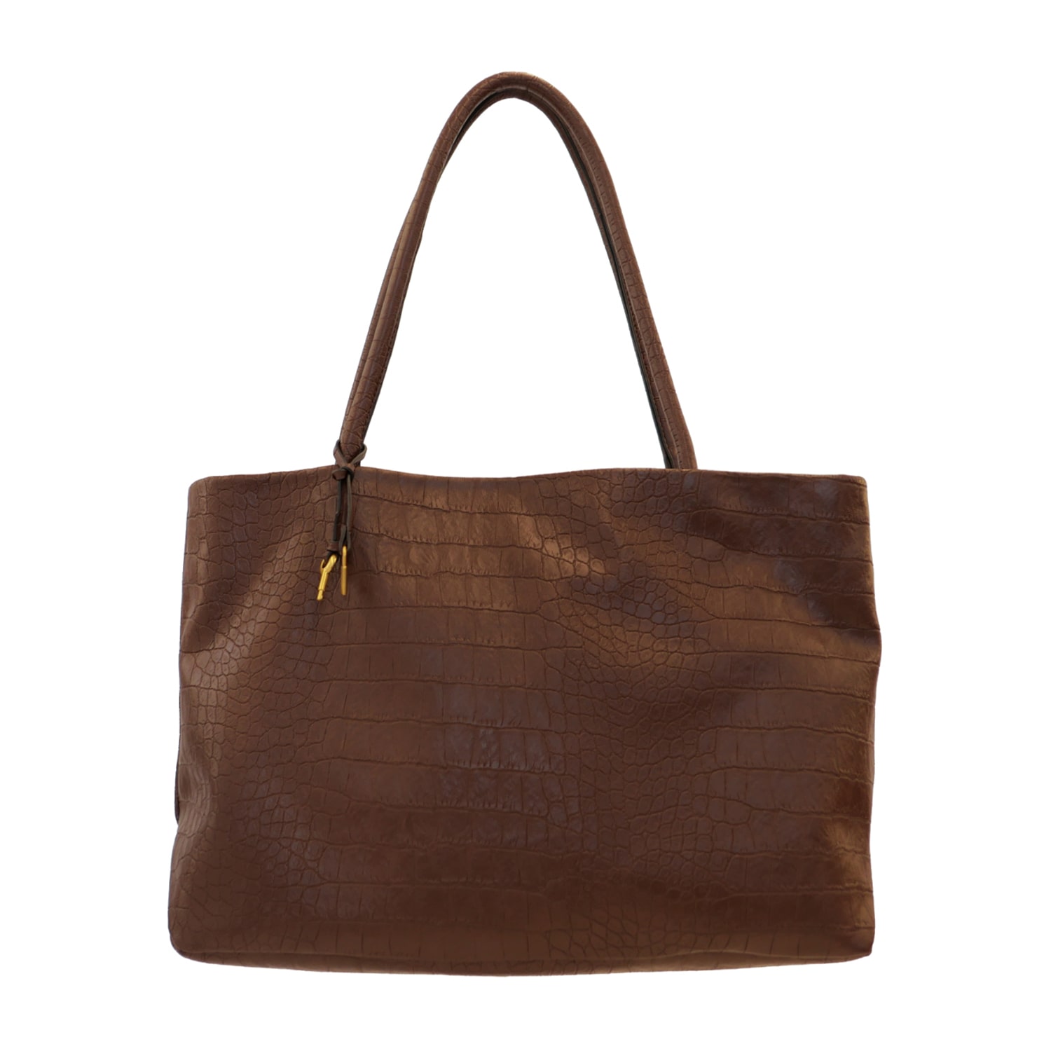 BCBGeneration Chocolate Croc With Gold Hardware Tote Bag