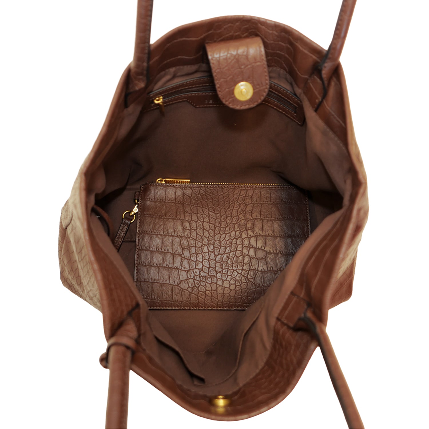 BCBGeneration Chocolate Croc With Gold Hardware Tote Bag