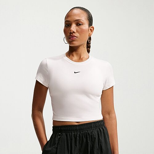 Nike Womens Round Neck Short Sleeve Active T-shirt In White