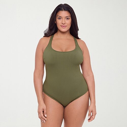 S3 Swim Womens Moderate Coverage One Piece Swimsuit In Green