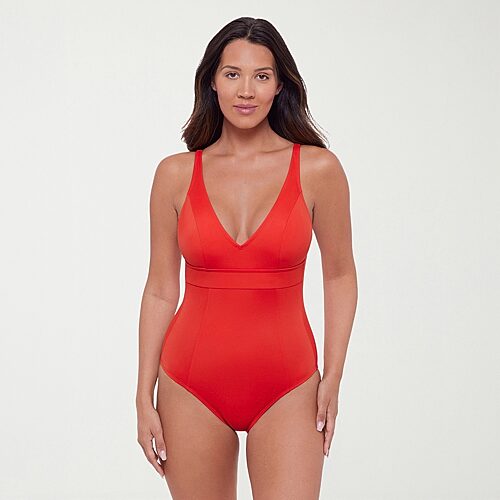 S3 Swim Womens Moderate Coverage One Piece Swimsuit In Red