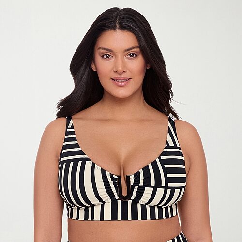 S3 Swim Womens Geometric Bralette Bikini Swimsuit Top In Black
