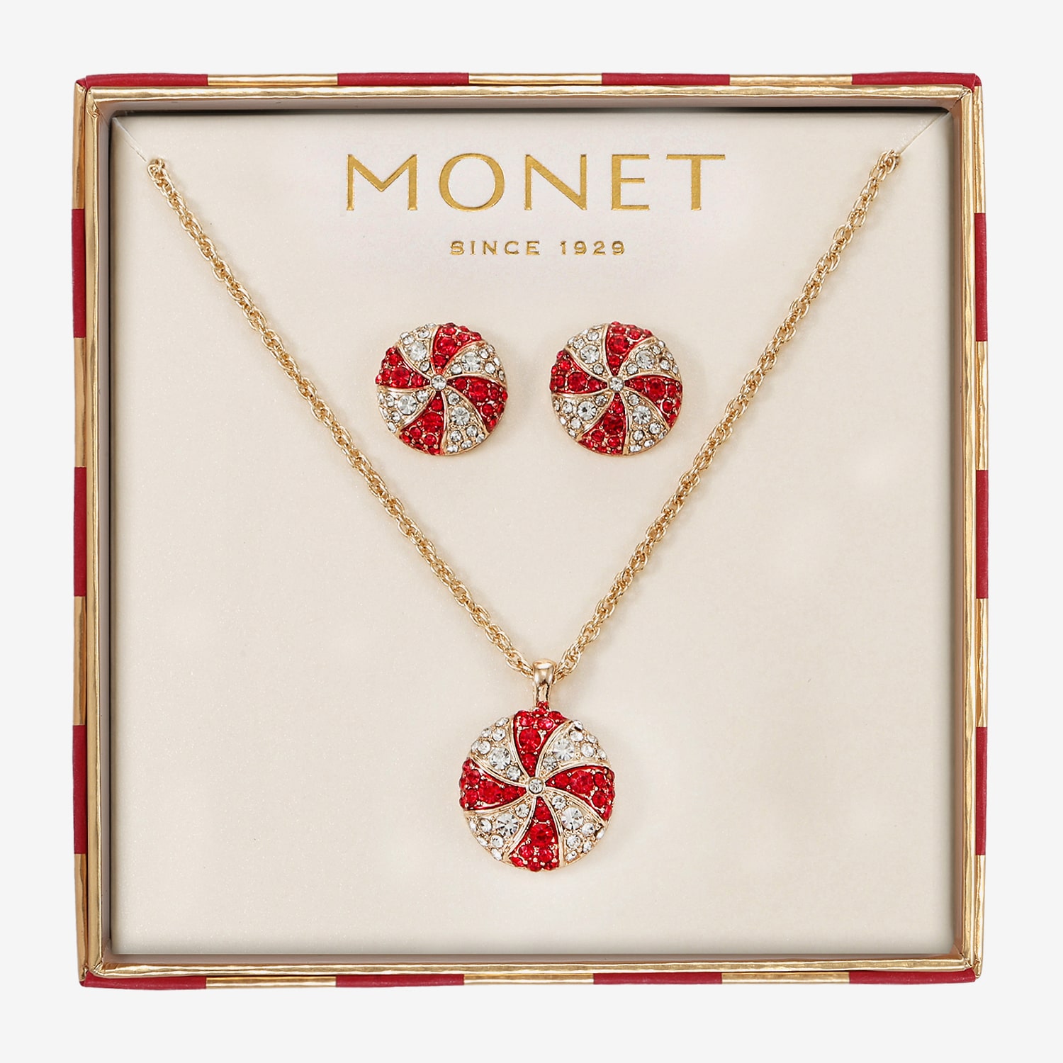 Monet Jewelry Womens Red Glass Round 2-pc. Jewelry Set