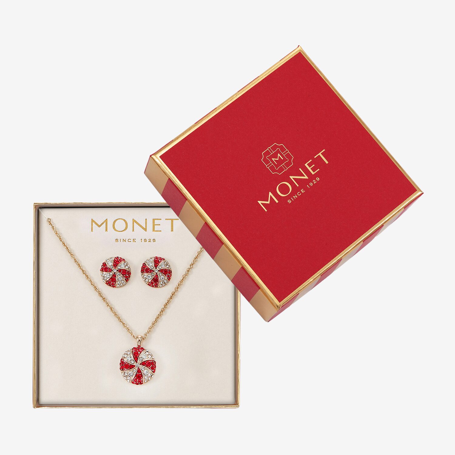 Monet Jewelry Womens Red Glass Round 2-pc. Jewelry Set