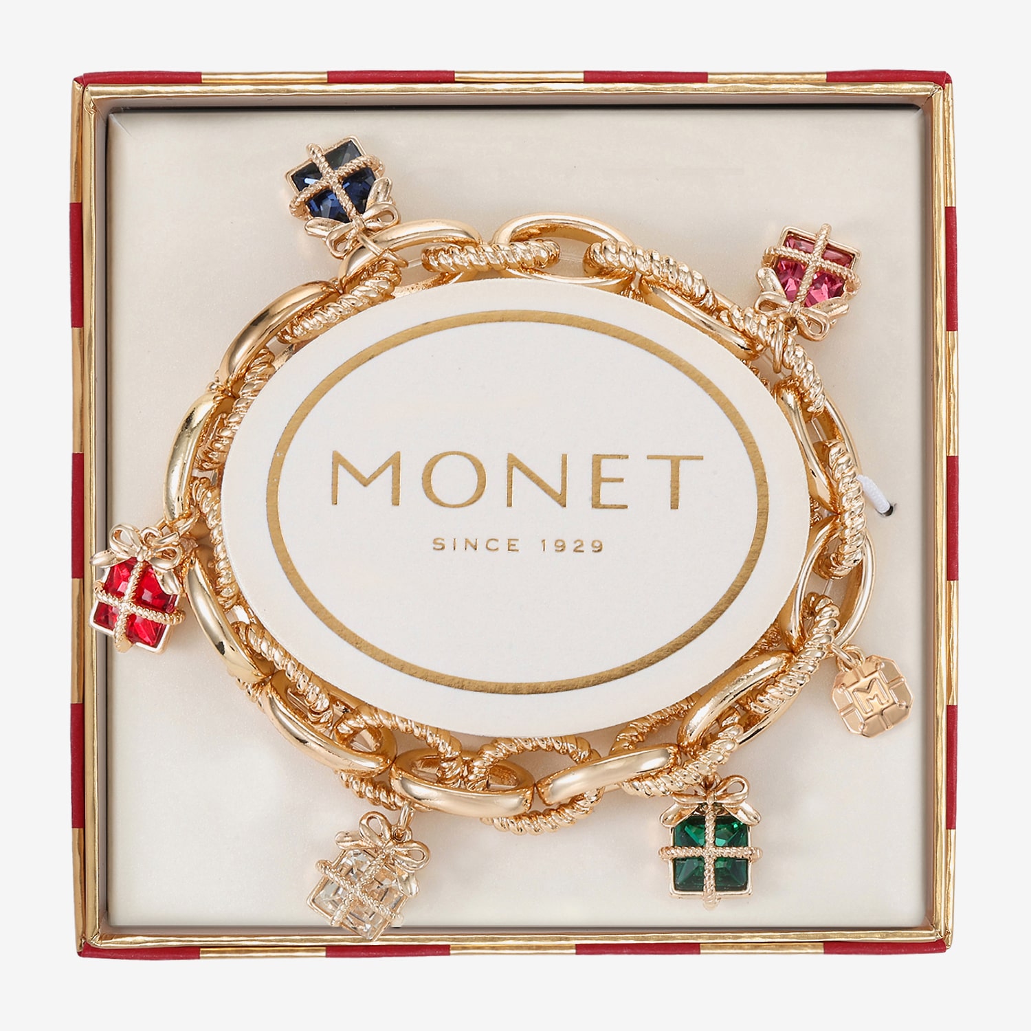 Monet Jewelry Womens Multi Color Glass Stretch Bracelet