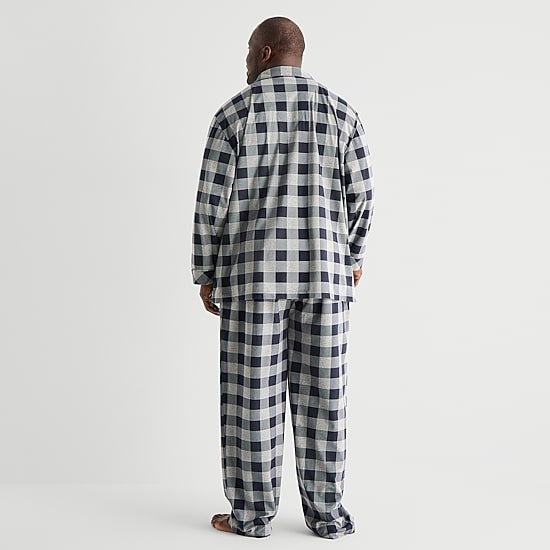 St. John's Bay Mens Fleece Long Sleeve 2-pc. Big and Tall Pajama Set